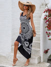 Honey Printed Round Neck Sleeveless Dress Casual Dresses - Tophatter Daily Deals