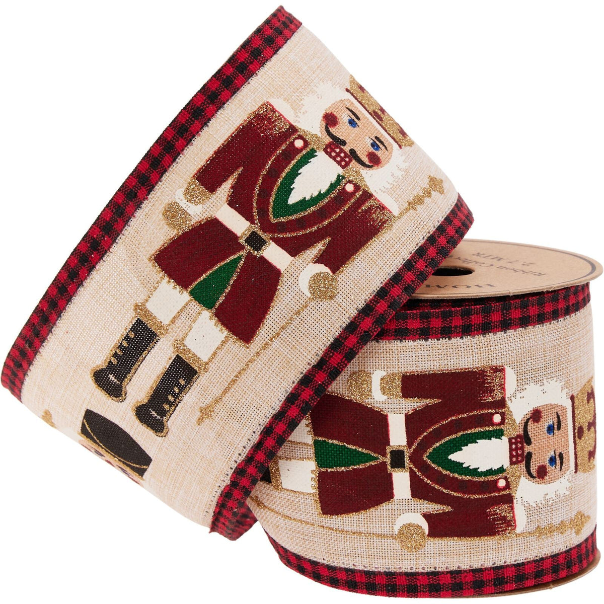 Luxury Nutcracker Wired Christmas Ribbon | Festive Ribbon Gift Wrapping & Craft Tree Decoration - Tophatter Daily Deals