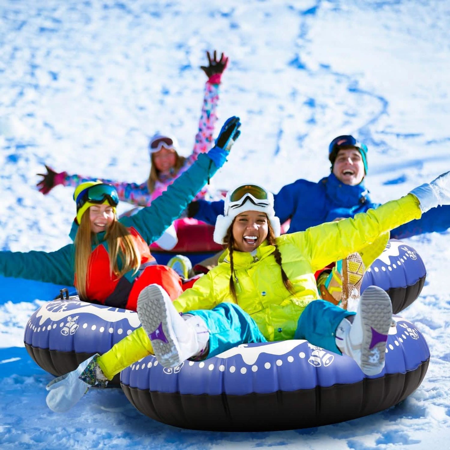 47-Inch Inflatable Snow Tube Outdoor Recreation - Tophatter Daily Deals