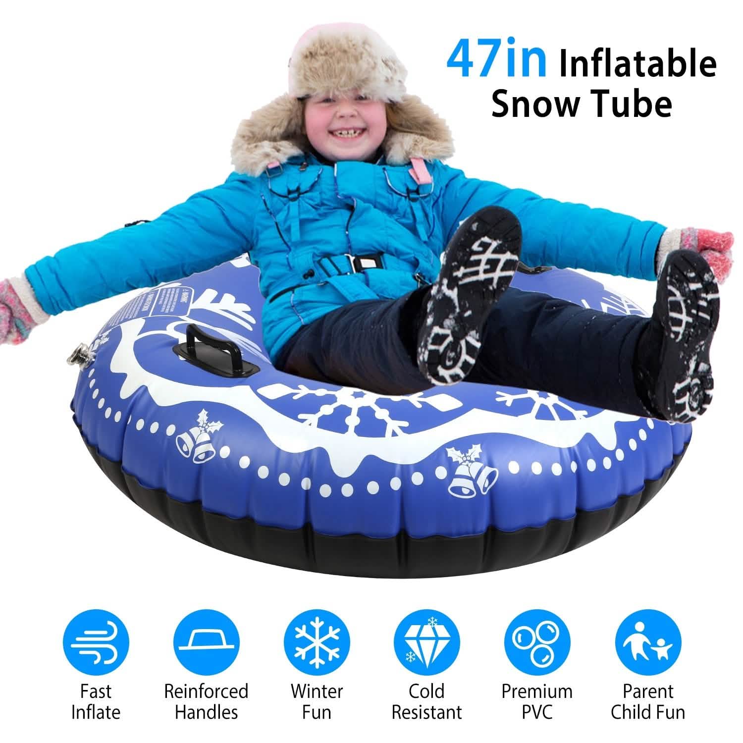 47-Inch Inflatable Snow Tube Outdoor Recreation - Tophatter Daily Deals