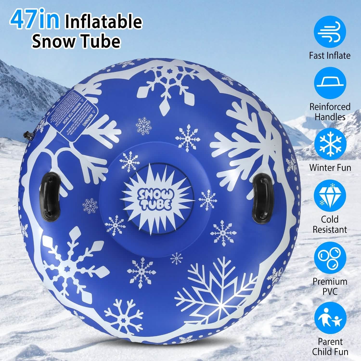 47-Inch Inflatable Snow Tube Outdoor Recreation - Tophatter Daily Deals