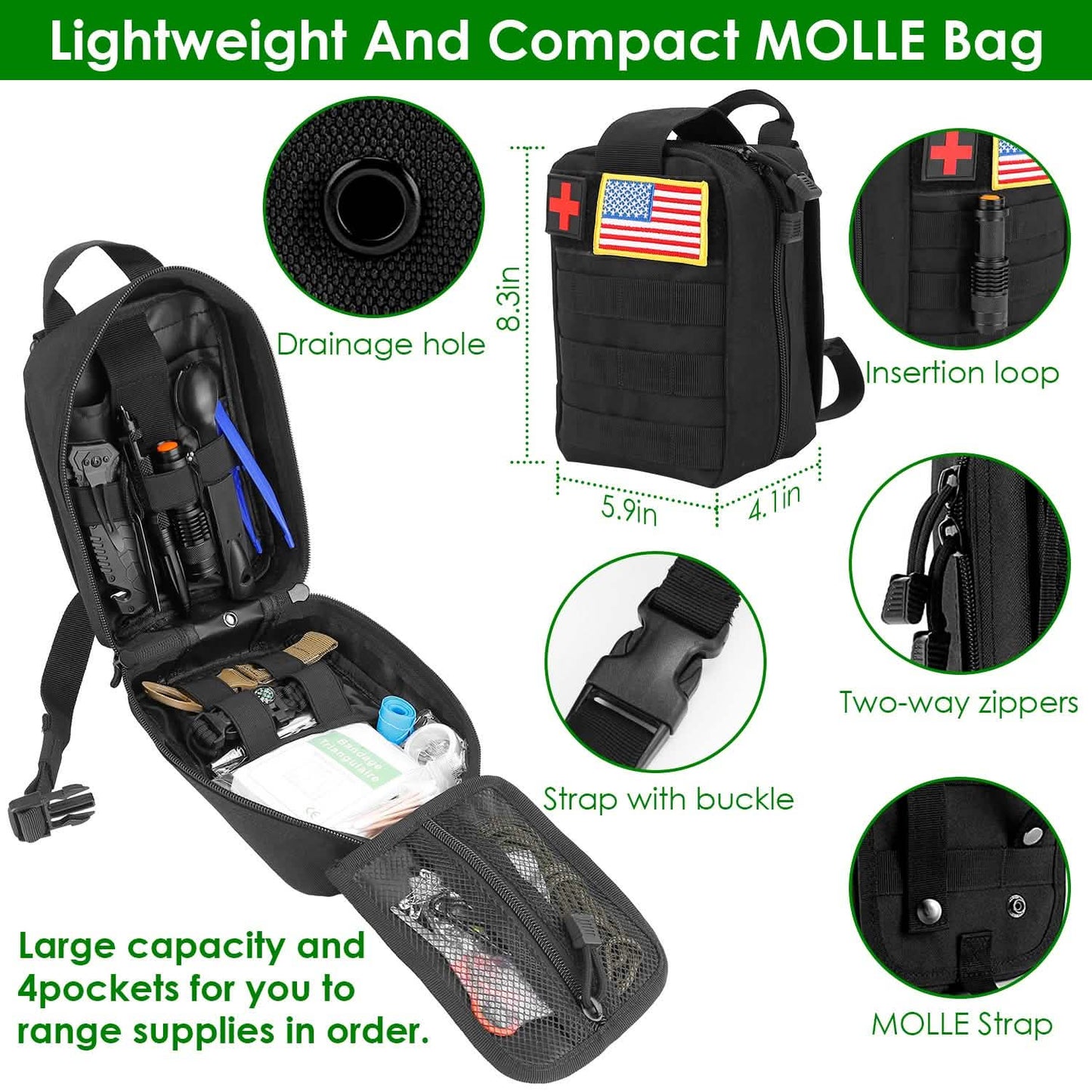 47-Pieces: Emergency Survival Kit EDC Gear Equipment Tool with Pouch Outdoor Recreation - Tophatter Daily Deals