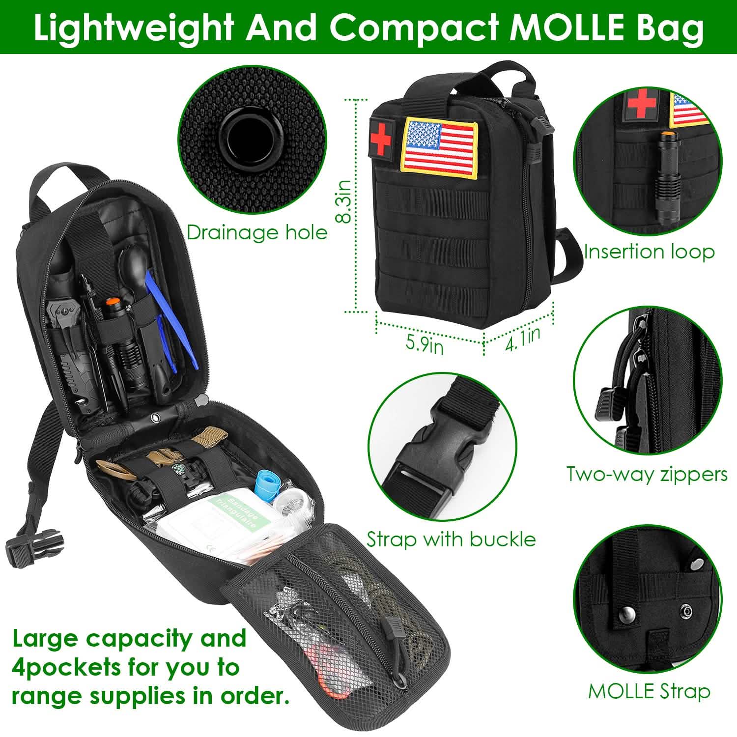 47-Pieces: Emergency Survival Kit EDC Gear Equipment Tool with Pouch Outdoor Recreation - Tophatter Daily Deals