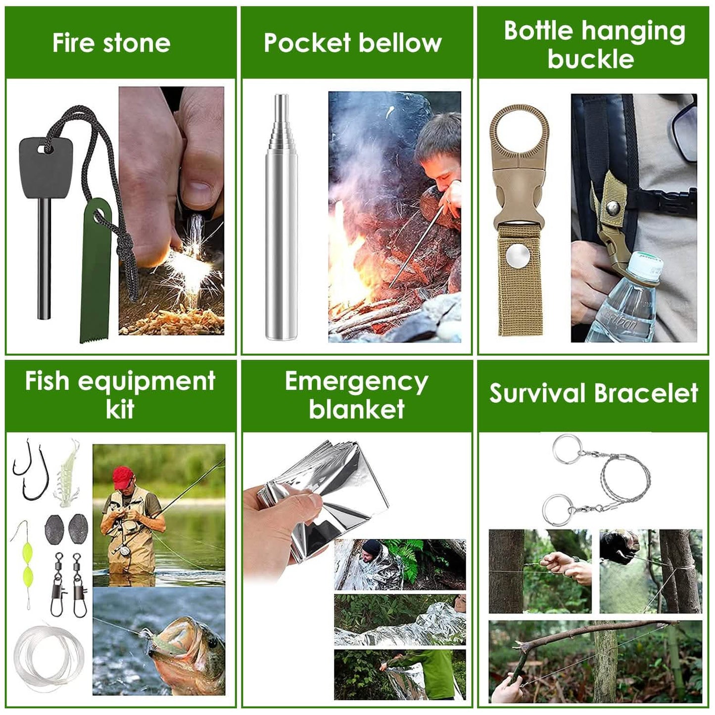 47-Pieces: Emergency Survival Kit EDC Gear Equipment Tool with Pouch Outdoor Recreation - Tophatter Daily Deals
