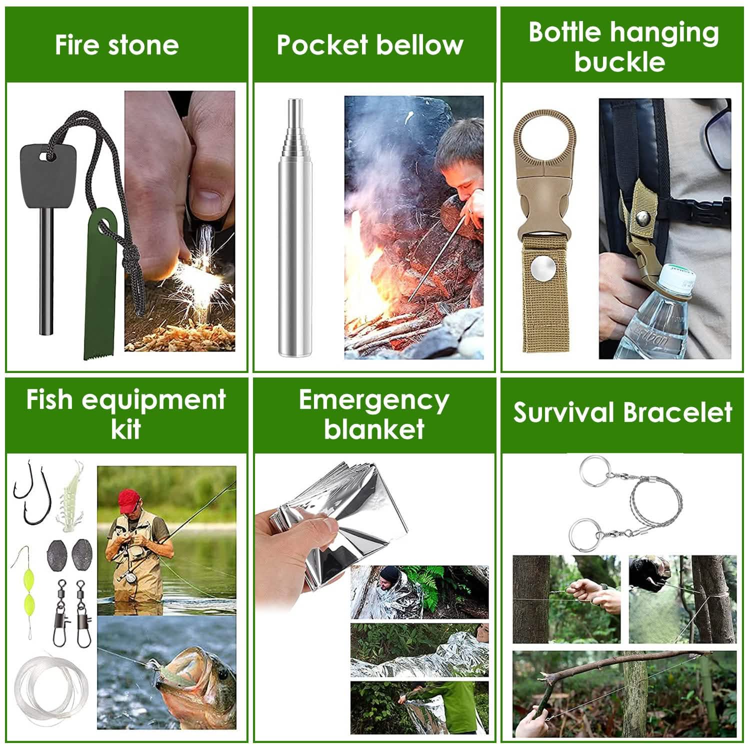 47-Pieces: Emergency Survival Kit EDC Gear Equipment Tool with Pouch Outdoor Recreation - Tophatter Daily Deals