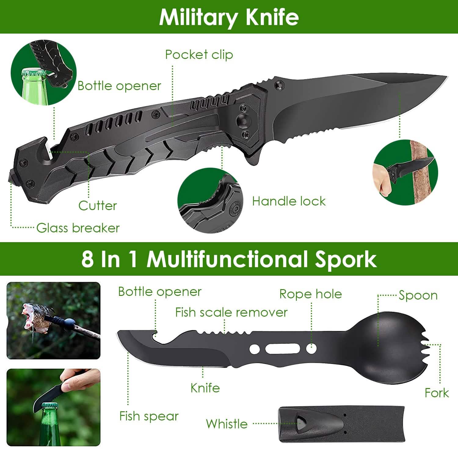 47-Pieces: Emergency Survival Kit EDC Gear Equipment Tool with Pouch Outdoor Recreation - Tophatter Daily Deals