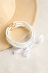 White Glitter Bowknot Layered Jelly Bracelet White ONE SIZE Silica gel Bracelets - Tophatter Daily Deals