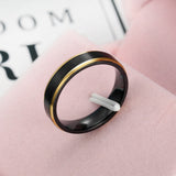 Brushed Titanium Steel Black Gold Ring 0 - Tophatter Daily Deals
