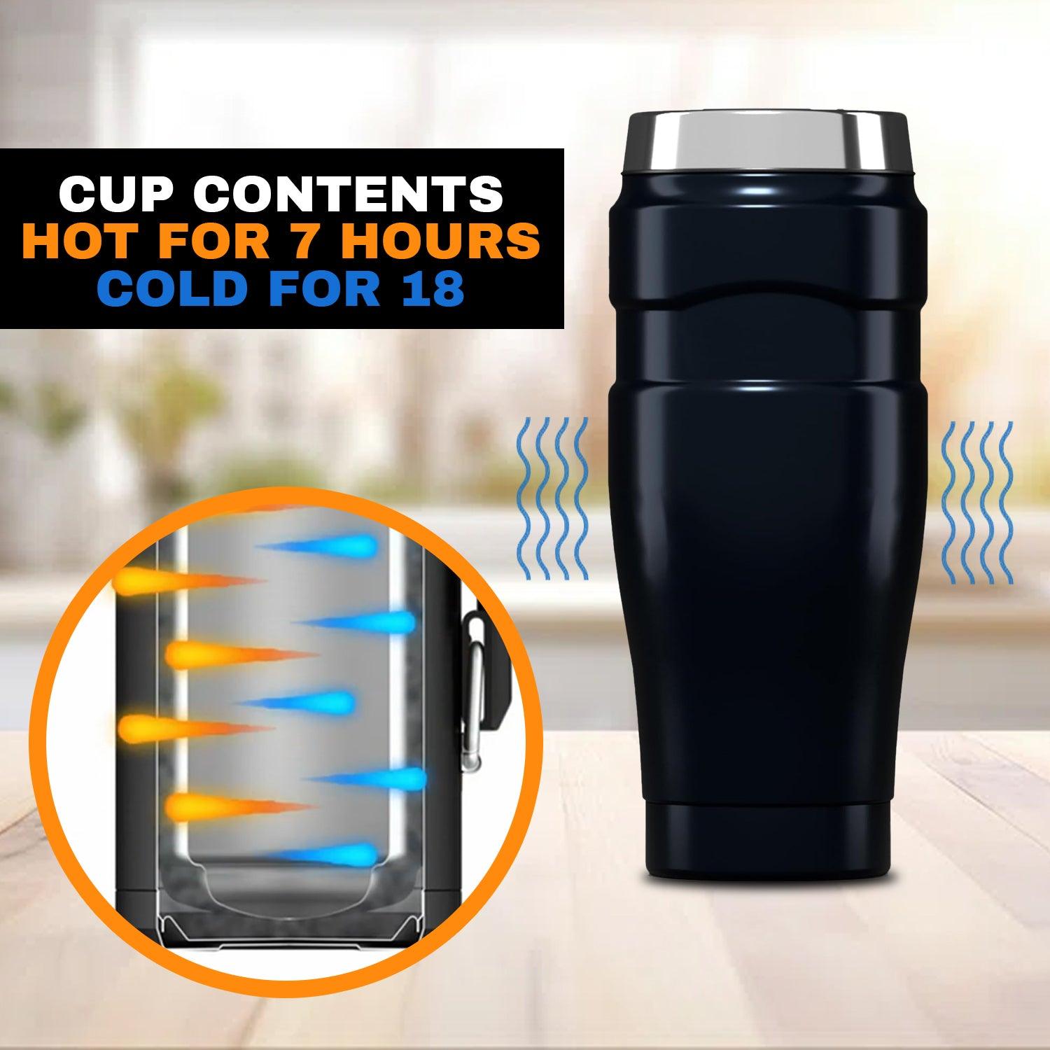 Stainless Steel Travel Mug - Stainless King Travel Tumbler & Multi- Purpose Flask | 470ml Insulated Hot & Cold Water Bottle Home - Tophatter Daily Deals