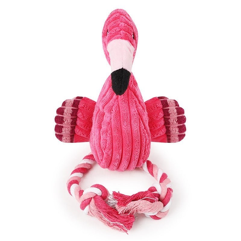 Brushed Velvet Animal Shape Vocal Flamingo Wear-Resistant Bite Resistant Dog Toy 0 - Tophatter Daily Deals