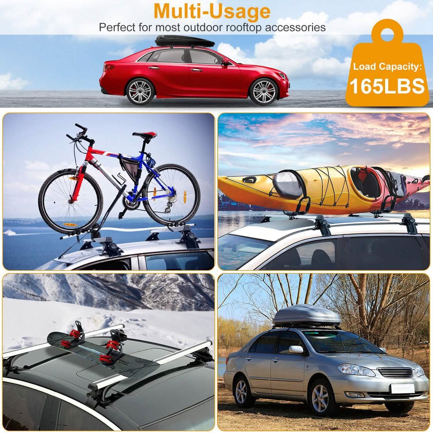 47.24-Inch Universal Top Roof Rack Cross Bar Automotive - Tophatter Daily Deals
