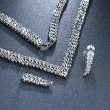 Bridal Wedding Jewelry Zircon Leaf Necklace Earrings 0 - Tophatter Daily Deals