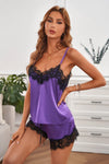 Lace Detail Spaghetti Strap Top and Shorts Lounge Set Loungewear Sets - Tophatter Daily Deals