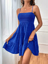 Smocked Tiered Sleeveless Mini Dress Royal Blue Casual Dresses - Tophatter Daily Deals