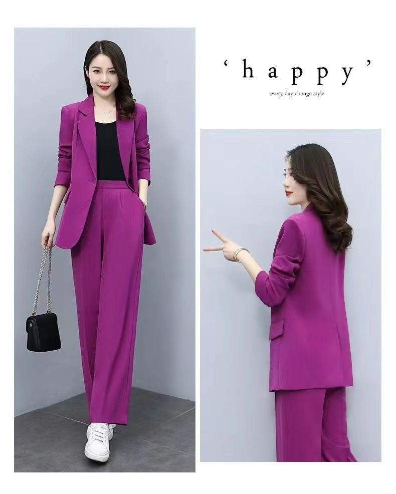 Business Suit Wide Leg Pants Two-piece Suit For Women 0 - Tophatter Daily Deals