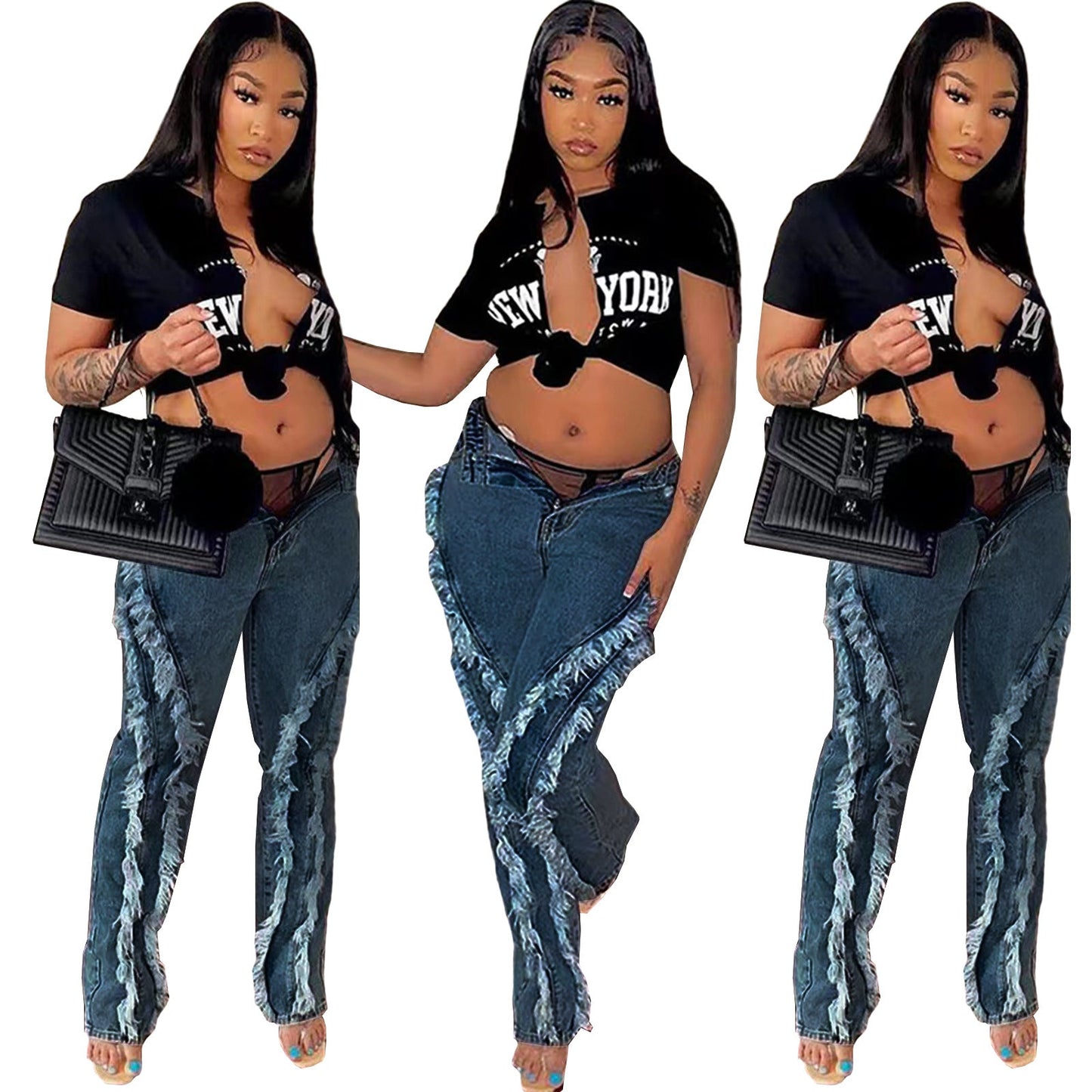 Beauty Dress Fried Salt Raw Edge Fashion Jeans Women 0 - Tophatter Daily Deals