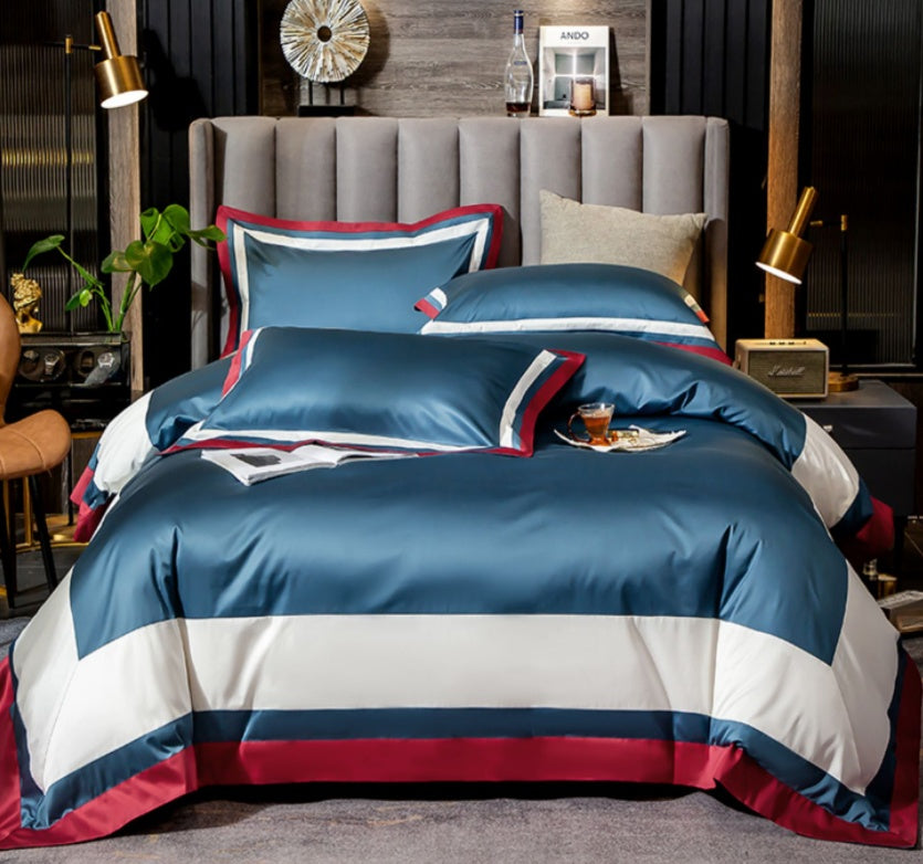100 cotton 100 sheets quilt cover simple hotel bedding Youth blue 0 - Tophatter Daily Deals