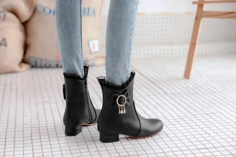 All-match Square Heel Low Heel Women's Boots Black 0 - Tophatter Daily Deals