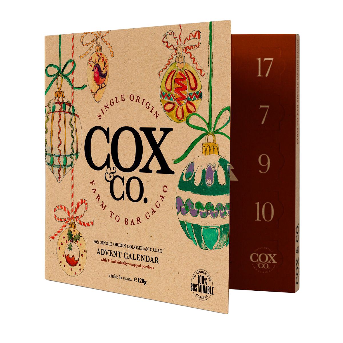 Cox & Co. 60% Single-Origin Dark Chocolate Christmas Advent Calendar for Adults Advent Calendar - Tophatter Daily Deals