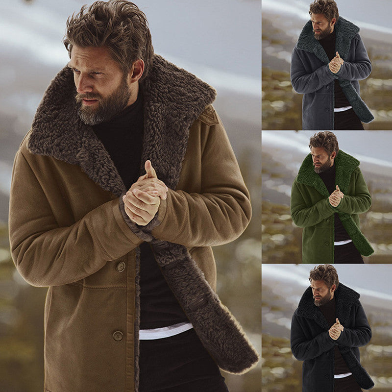 Warm Men’s Winter Coat - Single-Breasted Sherpa Lined 3D Changing Face Moving Picture Frame - Tophatter Daily Deals