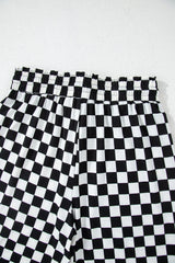 Black Checkered Print Long Sleeve Top and Pants Lounge Set Loungewear & Sleepwear/Loungewear - Tophatter Daily Deals