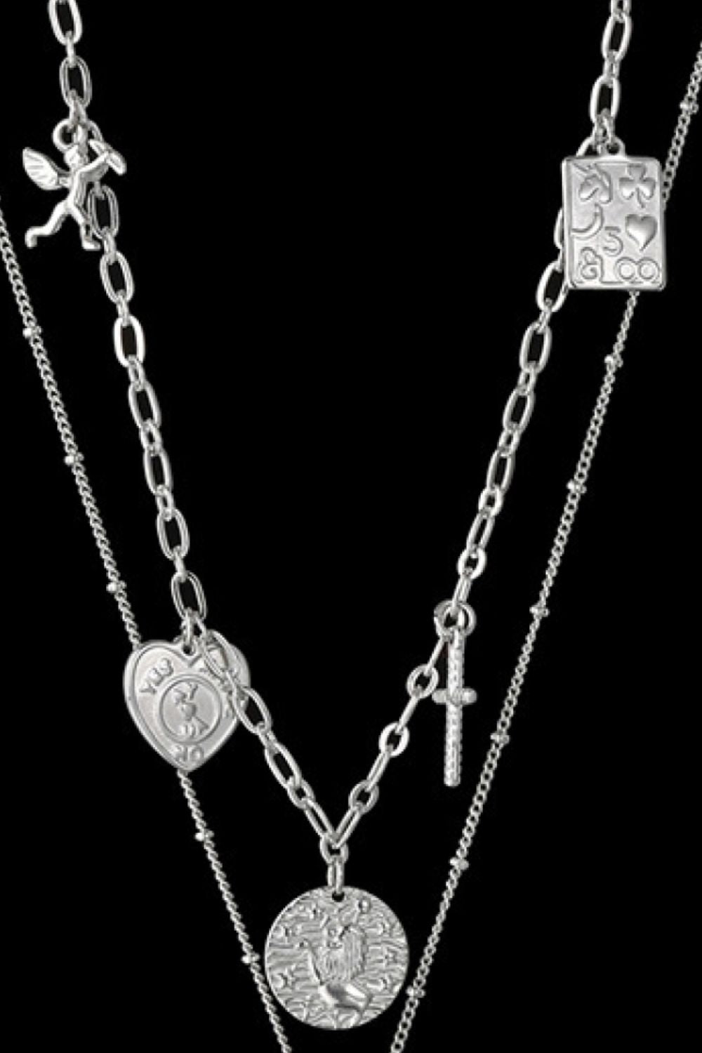 Stainless Steel Antique Coins & Cross Necklace Necklaces - Tophatter Daily Deals