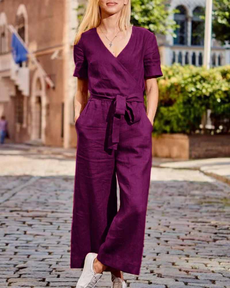 Romper Jumpsuit with Belt Purple Jumpsuits & Rompers - Tophatter Daily Deals