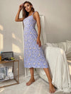 Printed Tie Shoulder Midi Night Dress Sleep Dresses - Tophatter Daily Deals