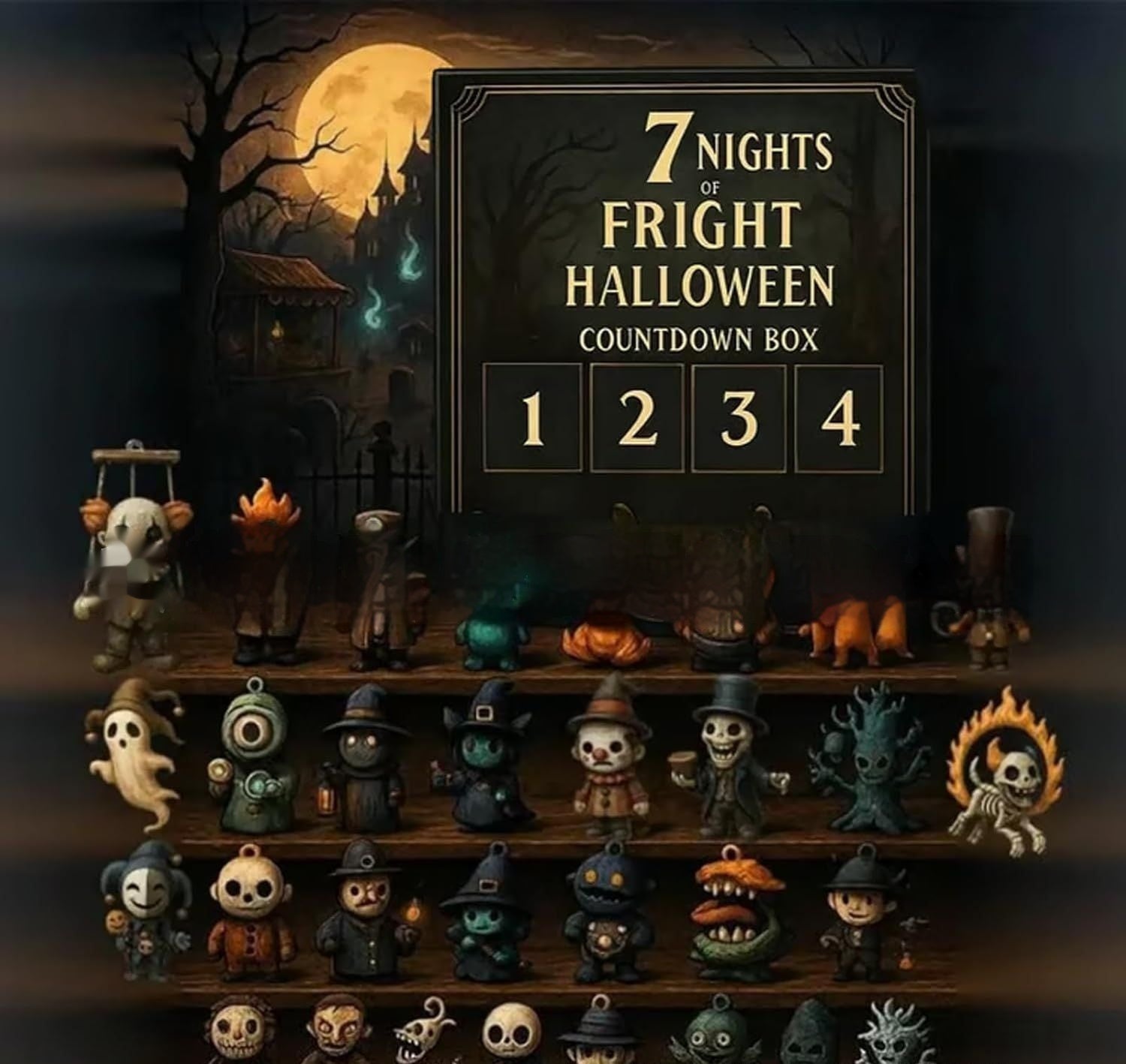 Halloween Countdown Box With 31 Blind Doll Surprises 7night Horror Blind Box 3D Changing Face Moving Picture Frame - Tophatter Daily Deals