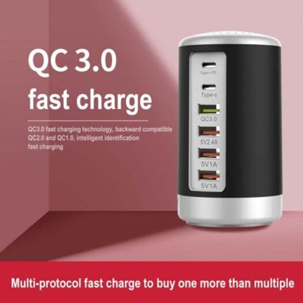 6-port Cylindrical Adapter 65W High-power Fast Charge 0 - Tophatter Daily Deals