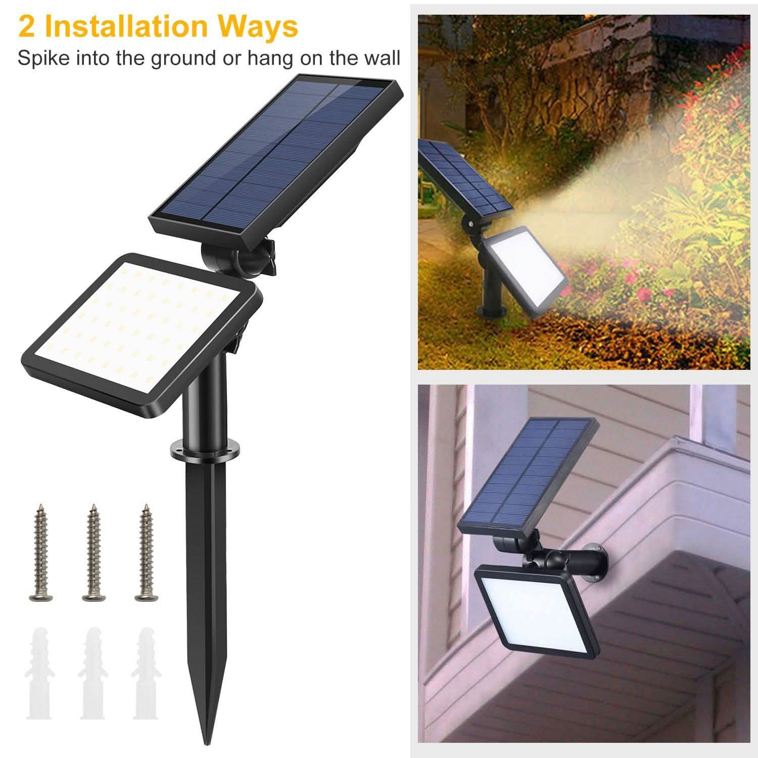 48 LED Solar Spotlight Outdoor Outdoor Lighting - Tophatter Daily Deals