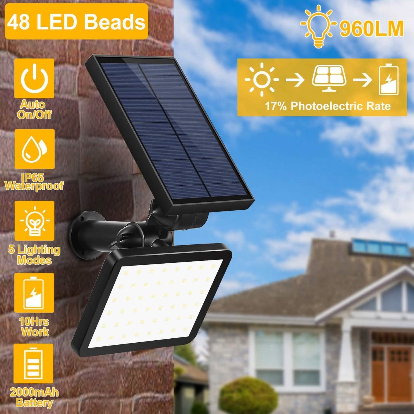 48 LED Solar Spotlight Outdoor Outdoor Lighting - Tophatter Daily Deals