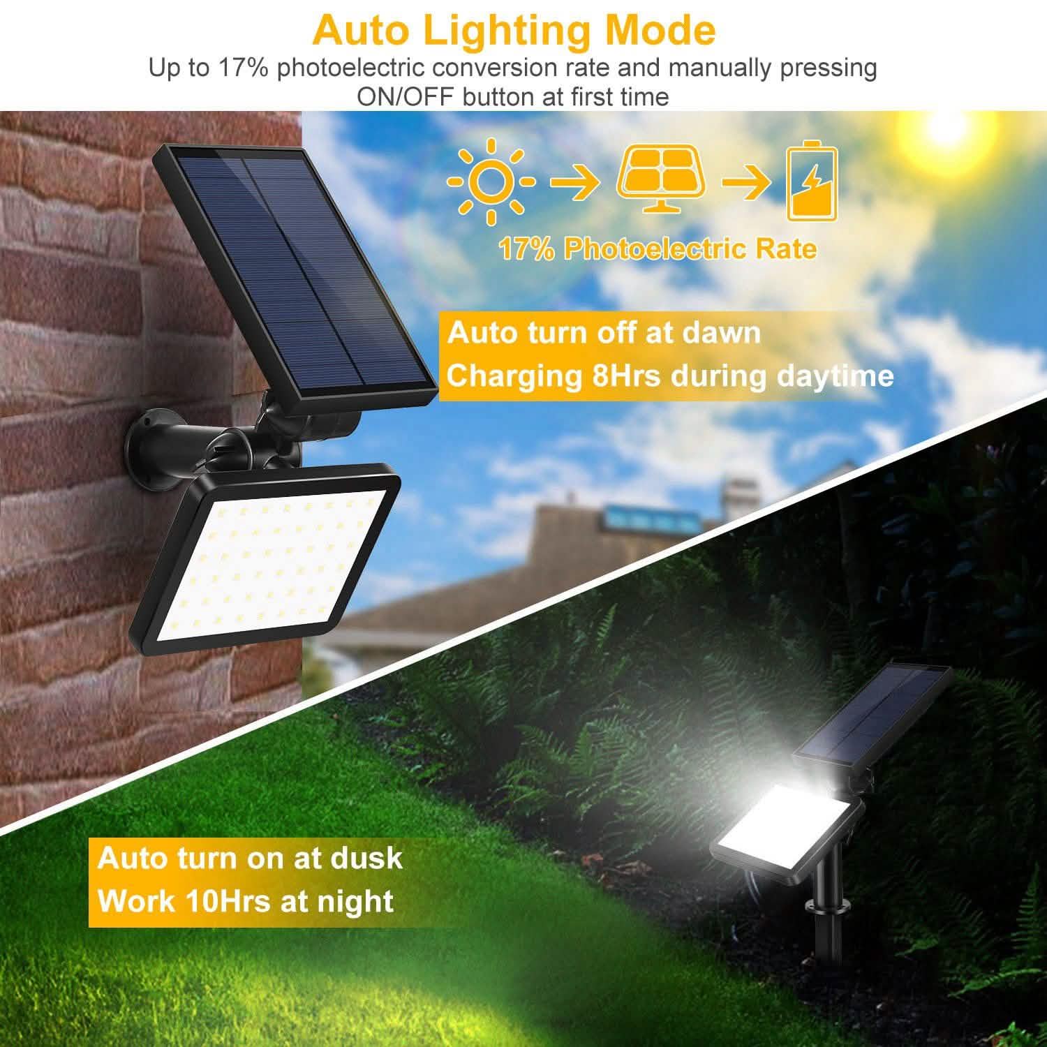 48 LED Solar Spotlight Outdoor Outdoor Lighting - Tophatter Daily Deals