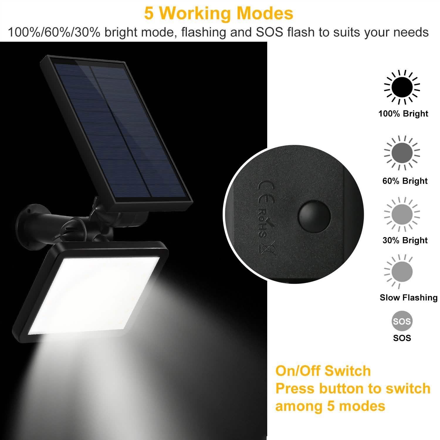 48 LED Solar Spotlight Outdoor Outdoor Lighting - Tophatter Daily Deals