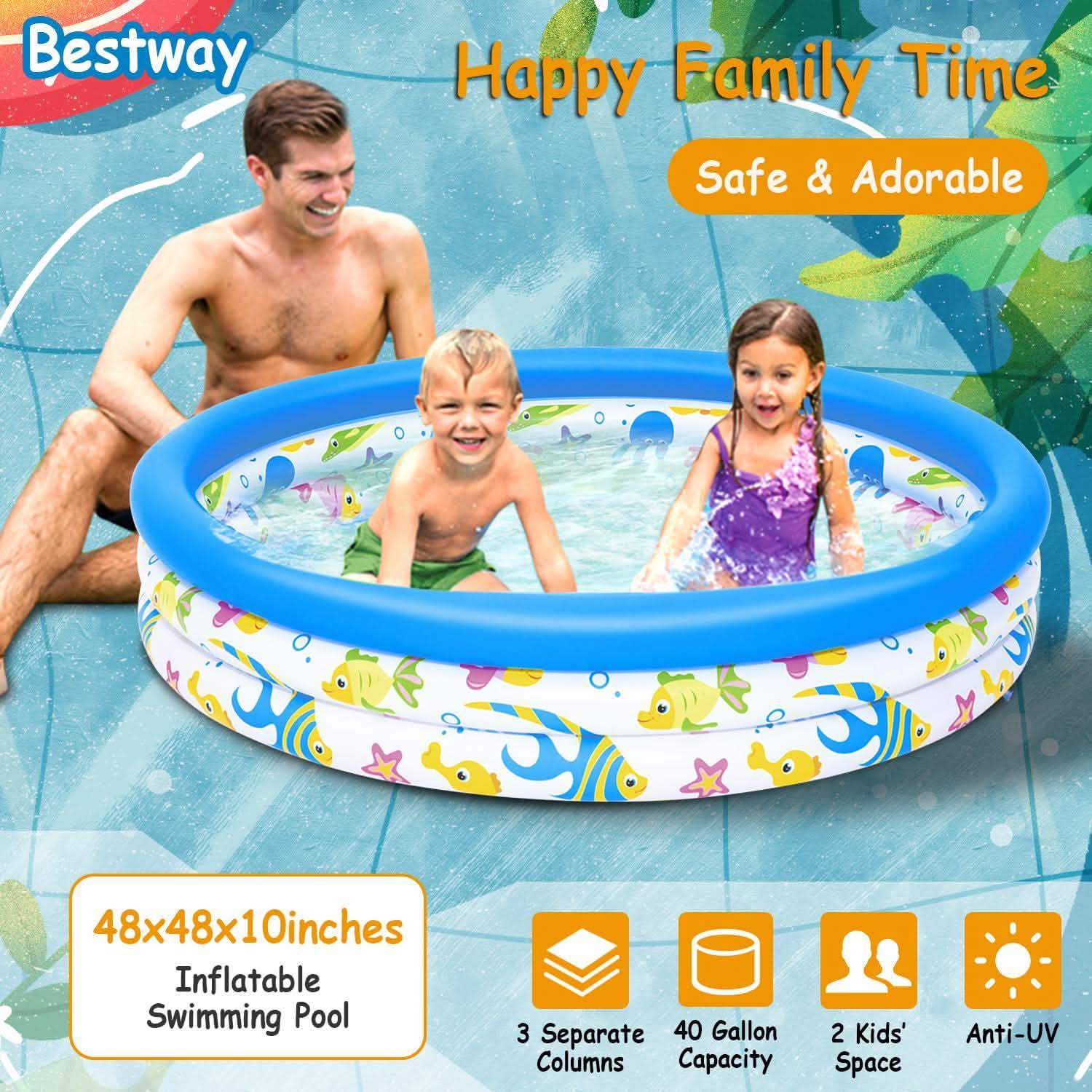 48 x 10 Inflatable Swimming Pool with 3 Velvets Water Drain Plug Outdoor Recreation - Tophatter Daily Deals