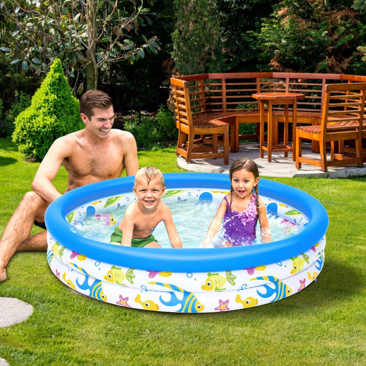 48 x 10 Inflatable Swimming Pool with 3 Velvets Water Drain Plug Outdoor Recreation - Tophatter Daily Deals