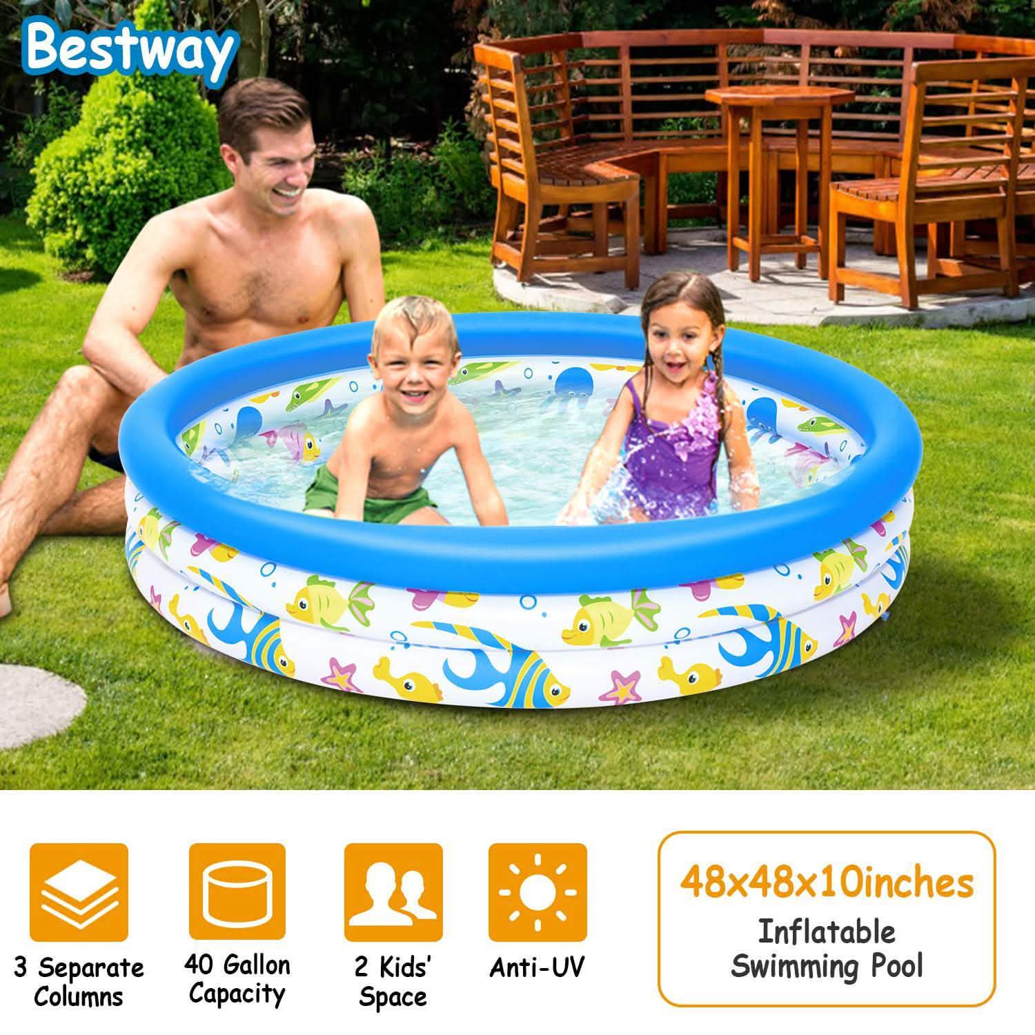 48 x 10 Inflatable Swimming Pool with 3 Velvets Water Drain Plug Outdoor Recreation - Tophatter Daily Deals
