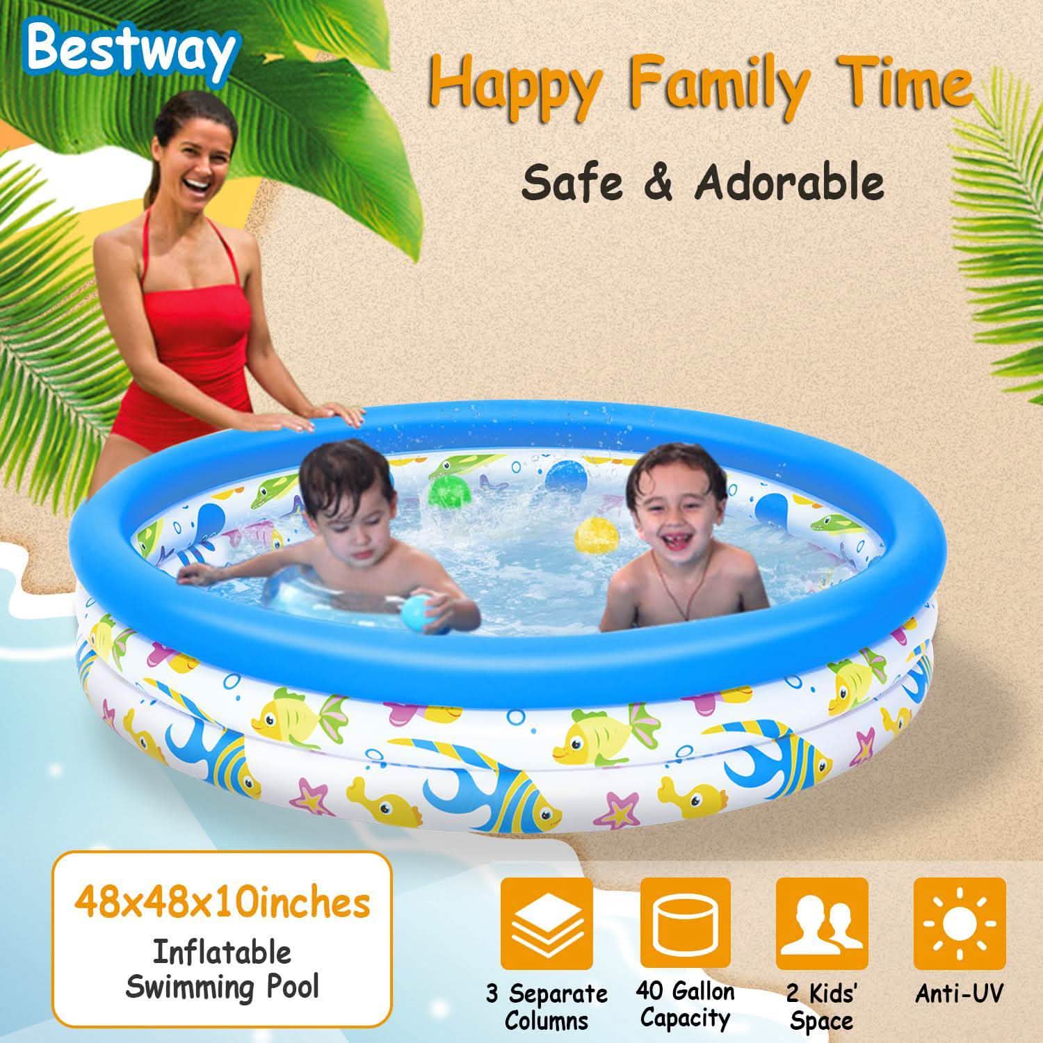 48 x 10 Inflatable Swimming Pool with 3 Velvets Water Drain Plug Outdoor Recreation - Tophatter Daily Deals