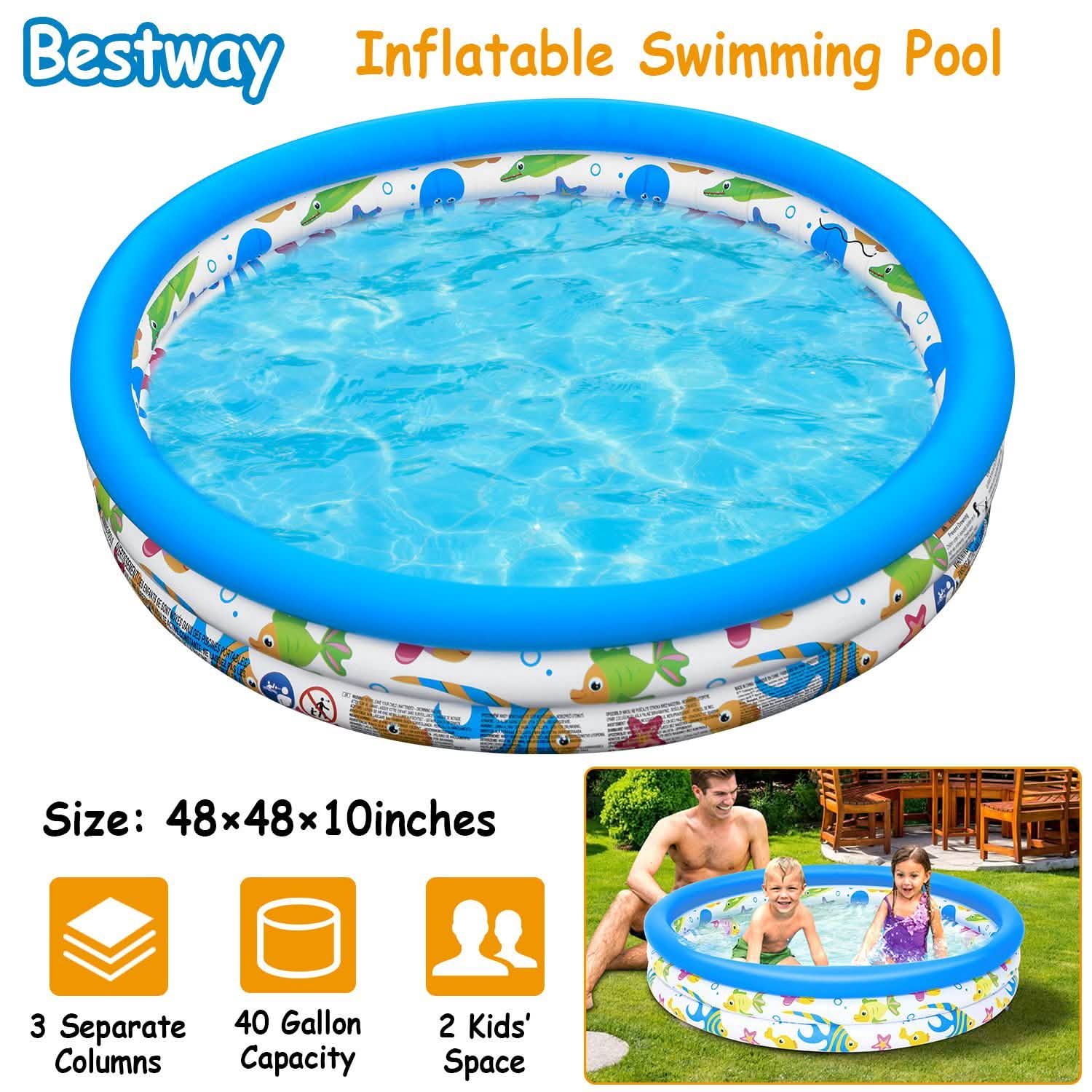 48 x 10 Inflatable Swimming Pool with 3 Velvets Water Drain Plug Outdoor Recreation - Tophatter Daily Deals
