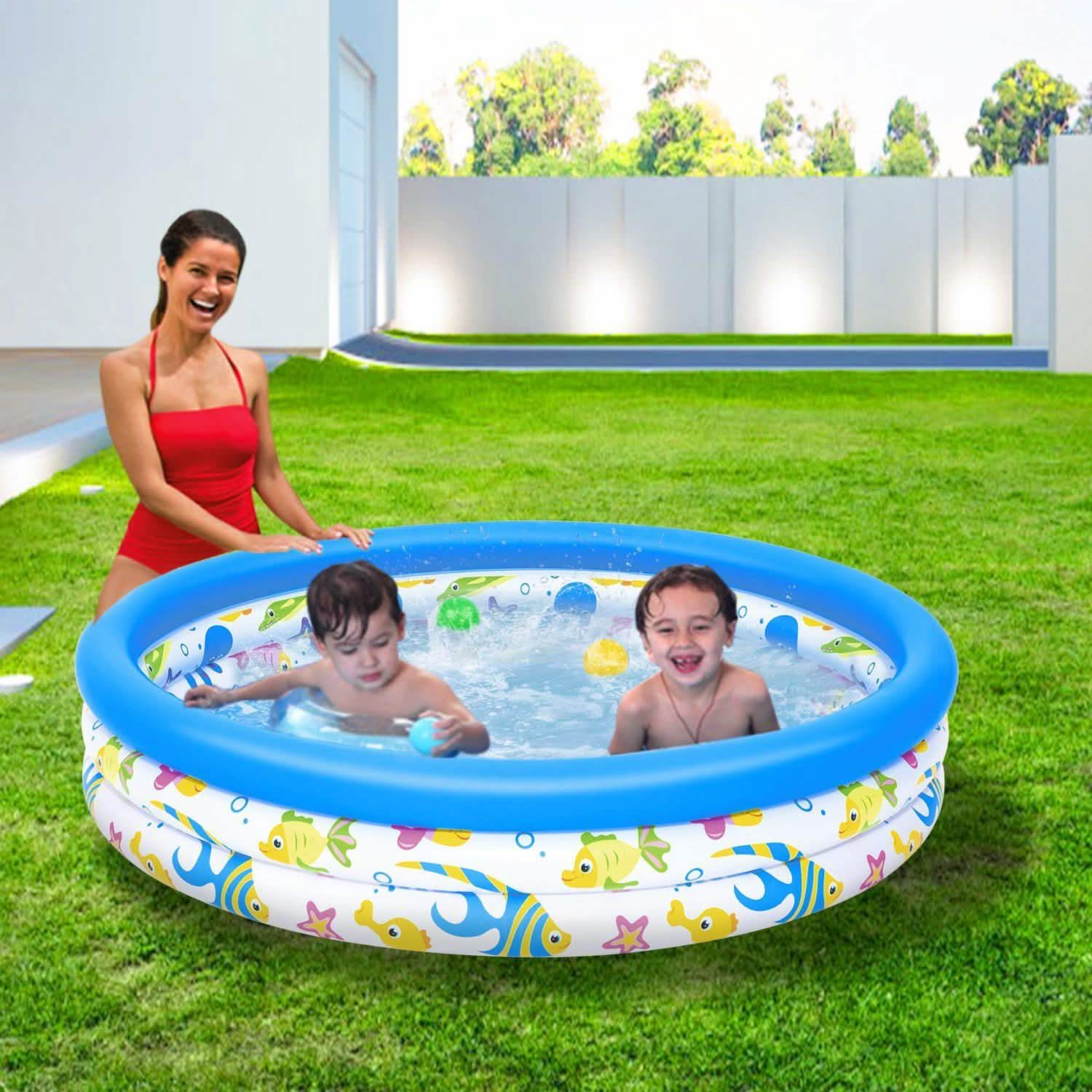 48 x 10 Inflatable Swimming Pool with 3 Velvets Water Drain Plug Outdoor Recreation - Tophatter Daily Deals