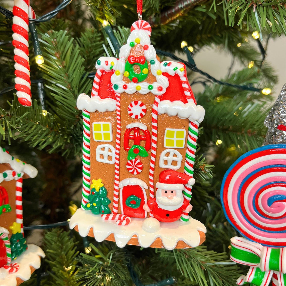 Gingerbread House Christmas Bauble | Candy Cane House Tree Ornament - 11cm Ornament - Tophatter Daily Deals