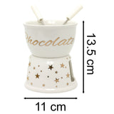 Chocolate Fondue Set | White Ceramic Tea Light Candle Fondue Pot with 2 Forks Fondue Set - Tophatter Daily Deals