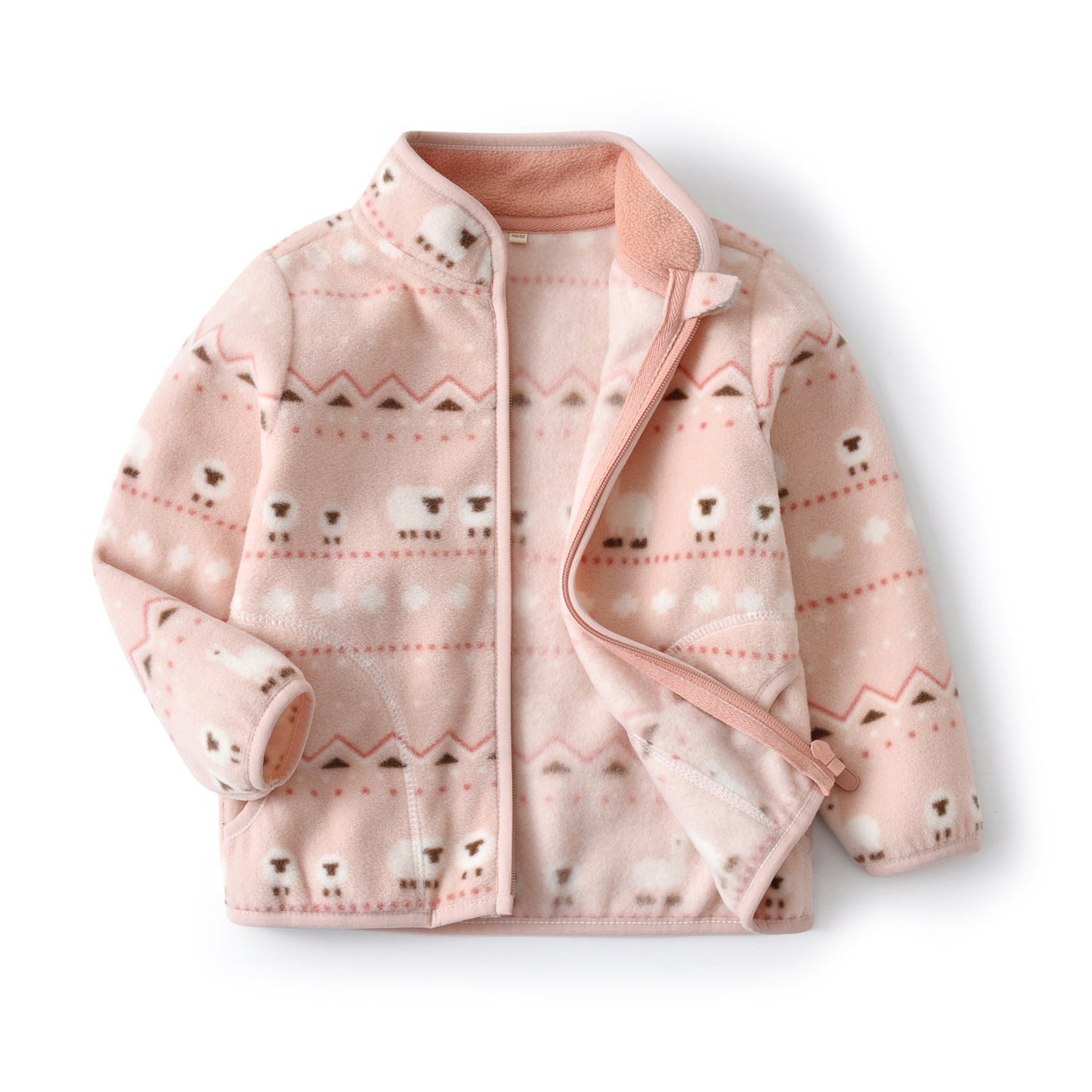 Baby Cartoon Polar Fleece Jacket Thin Long Sleeve Pink lamb 0 - Tophatter Daily Deals