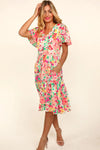 Haptics Tiered Floral Midi Dress with Pockets Casual Dresses - Tophatter Daily Deals