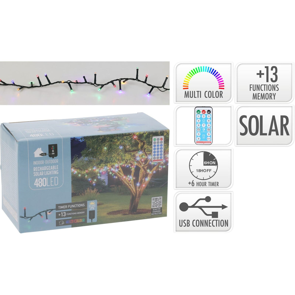 480 Multi LED Outdoor Solar Fairy Lights with 13 Modes, Timer & Remote Control String Lights - Tophatter Daily Deals