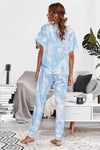 Tie-Dye V-Neck Tee and Joggers Lounge Set Loungewear Sets - Tophatter Daily Deals