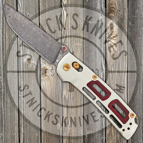Benchmade - Gold Class Saibu - Ivory G10 w/ Red G10 Inlays - Rose Damasteel - 486-201 Knives - Tophatter Daily Deals