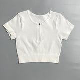 Autumn And Winter New Products Zipper Sports Underwear Women White short Sleeve 0 - Tophatter Daily Deals