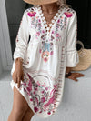 Lace Detail Printed Three-Quarter Sleeve Dress Casual Dresses - Tophatter Daily Deals