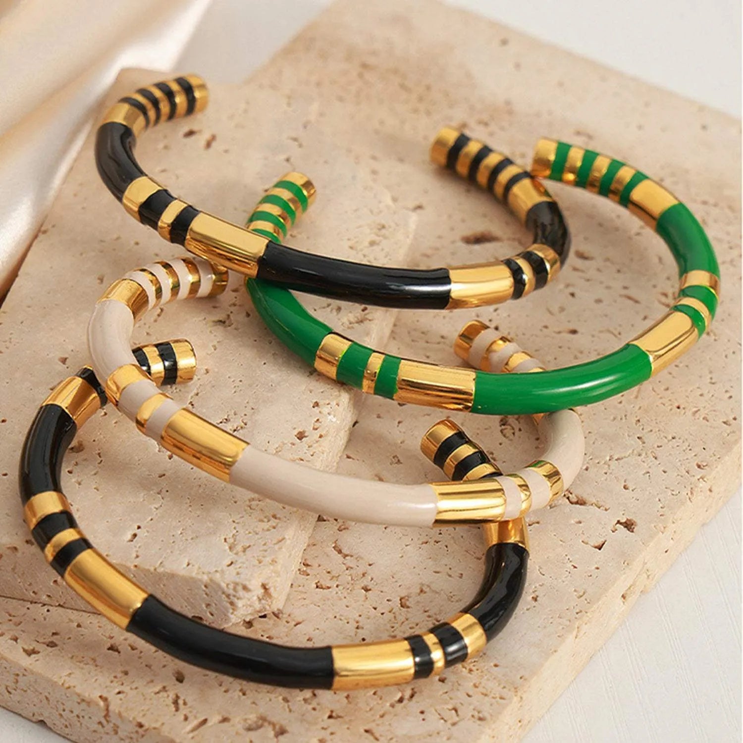 Enamel Titanium Steel Cuff Bracelet Bracelets - Tophatter Daily Deals